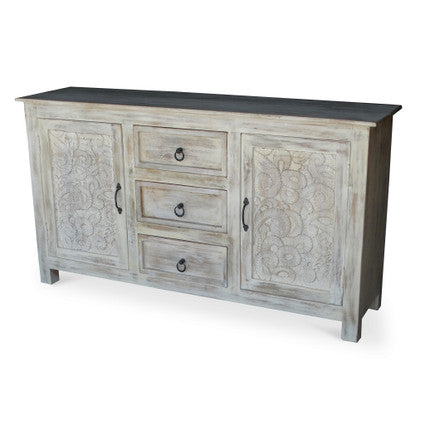 Timbergirl Hand-carved Antique Finish 2-door Sideboard Cabinet-Sideboard-Parc Decor