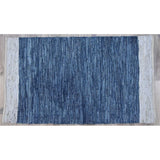 Timbergirl Navy Natural Leather and Jute Handmade Rug