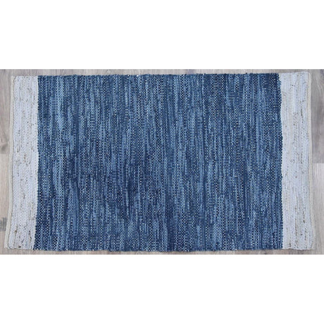 Timbergirl Navy Natural Leather and Jute Handmade Rug