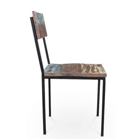 Timbergirl Old Reclaimed Wood and Metal chair - Set of 2-Chair-Parc Decor