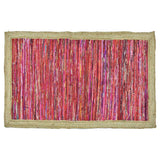 Timbergirl Red with Braided Border Handmade Rug