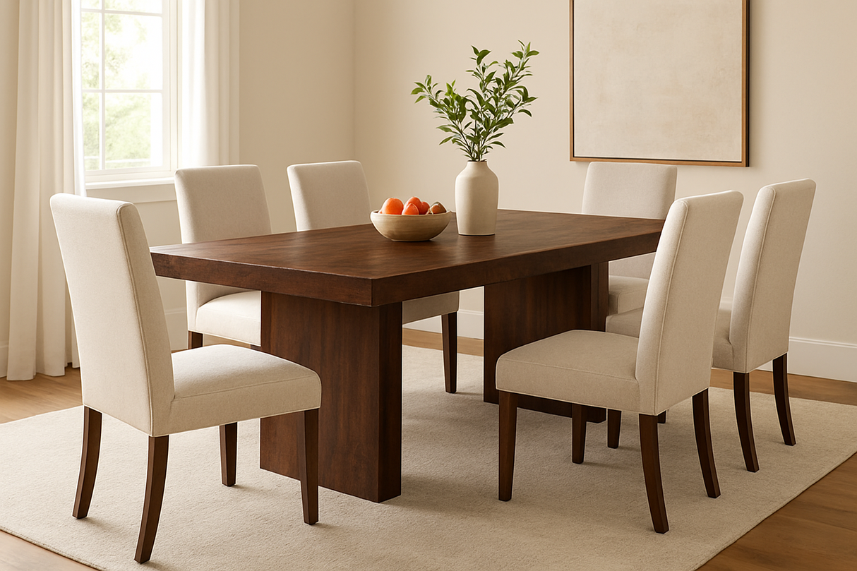 Timbergirl Solid Dark Mango Wood Dining Table - 80"-Dining Table-Parc Decor