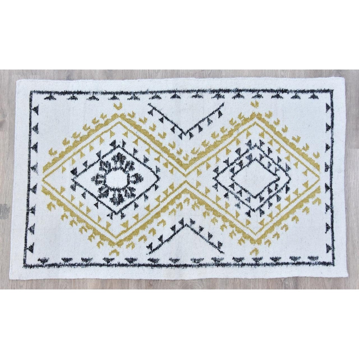 Timbergirl Yellow Black Wool and Silk Handmade Rug