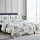 Toile Reversible Cotton Quilt Set-Quilt-Parc Decor