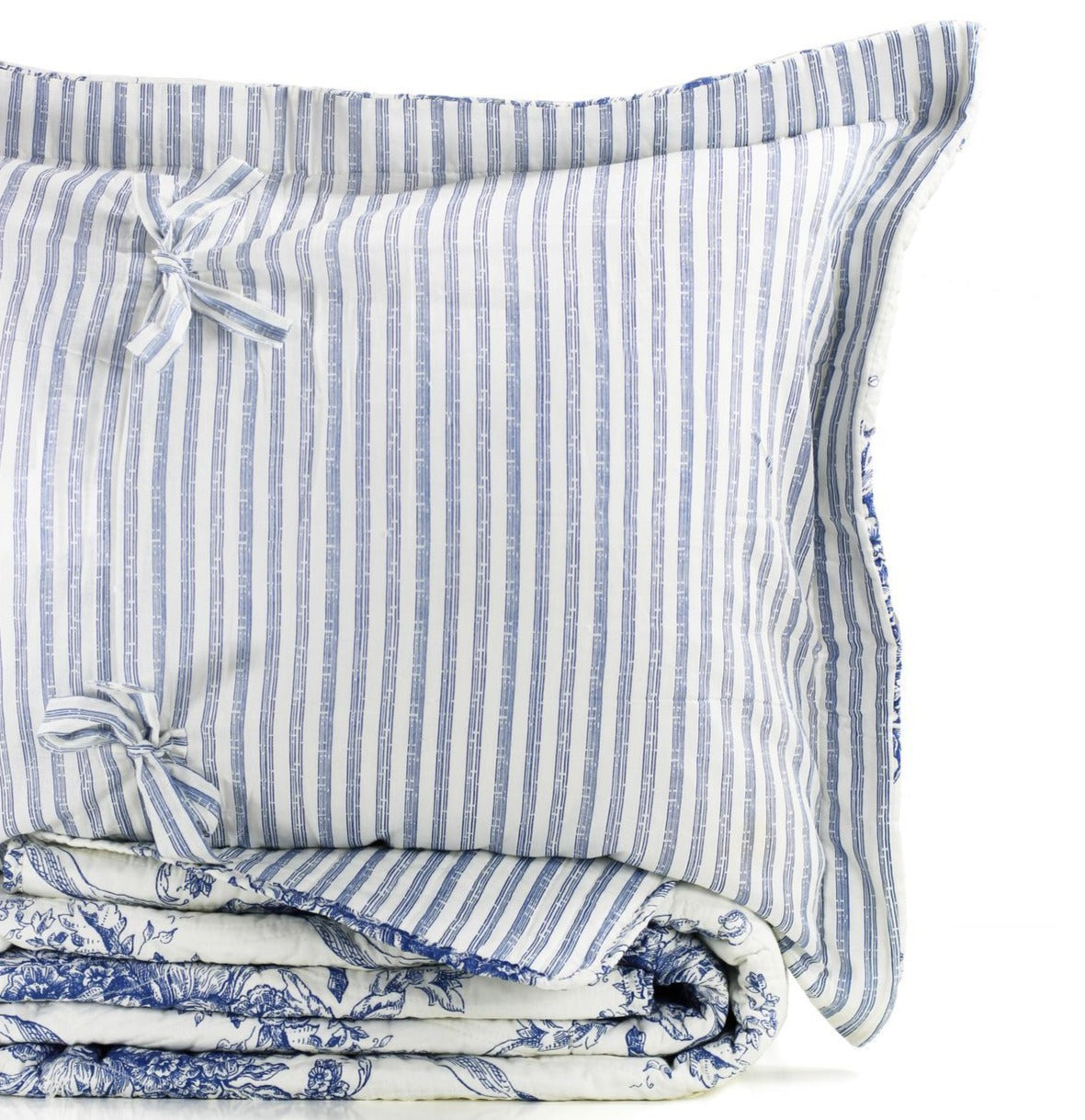 Toile Reversible Cotton Quilt Set-Quilt-Parc Decor