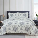 Toile Reversible Cotton Quilt Set-Quilt-Parc Decor
