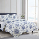 Toile Reversible Cotton Quilt Set-Quilt-Parc Decor