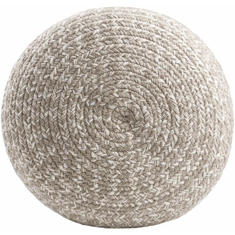 Tonanitla Natural Fiber Light Gray Knitted Pouf-Poufs-Parc Decor