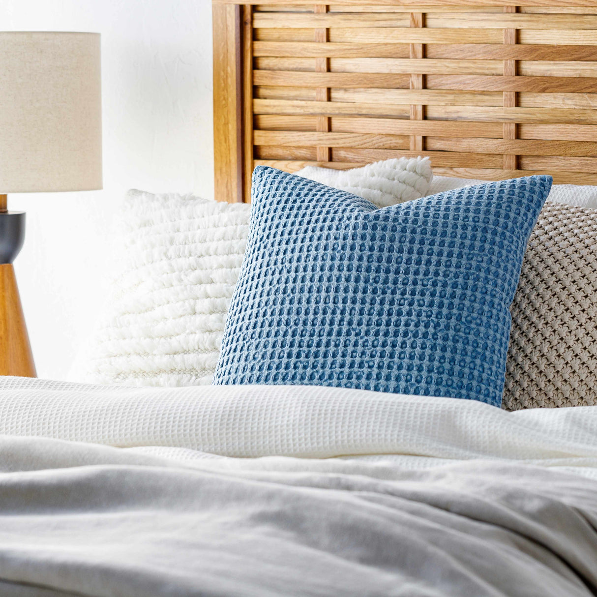 Toodyay Textured Light Blue Square Throw Pillow-Throw Pillows-Parc Decor