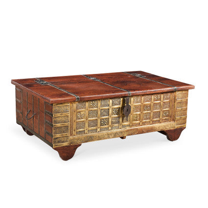 Tortoise Wooden Metal Fitted Box-coffee table-Parc Decor