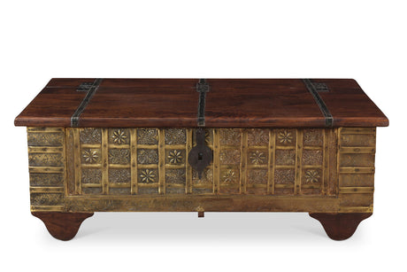 Tortoise Wooden Metal Fitted Box-coffee table-Parc Decor