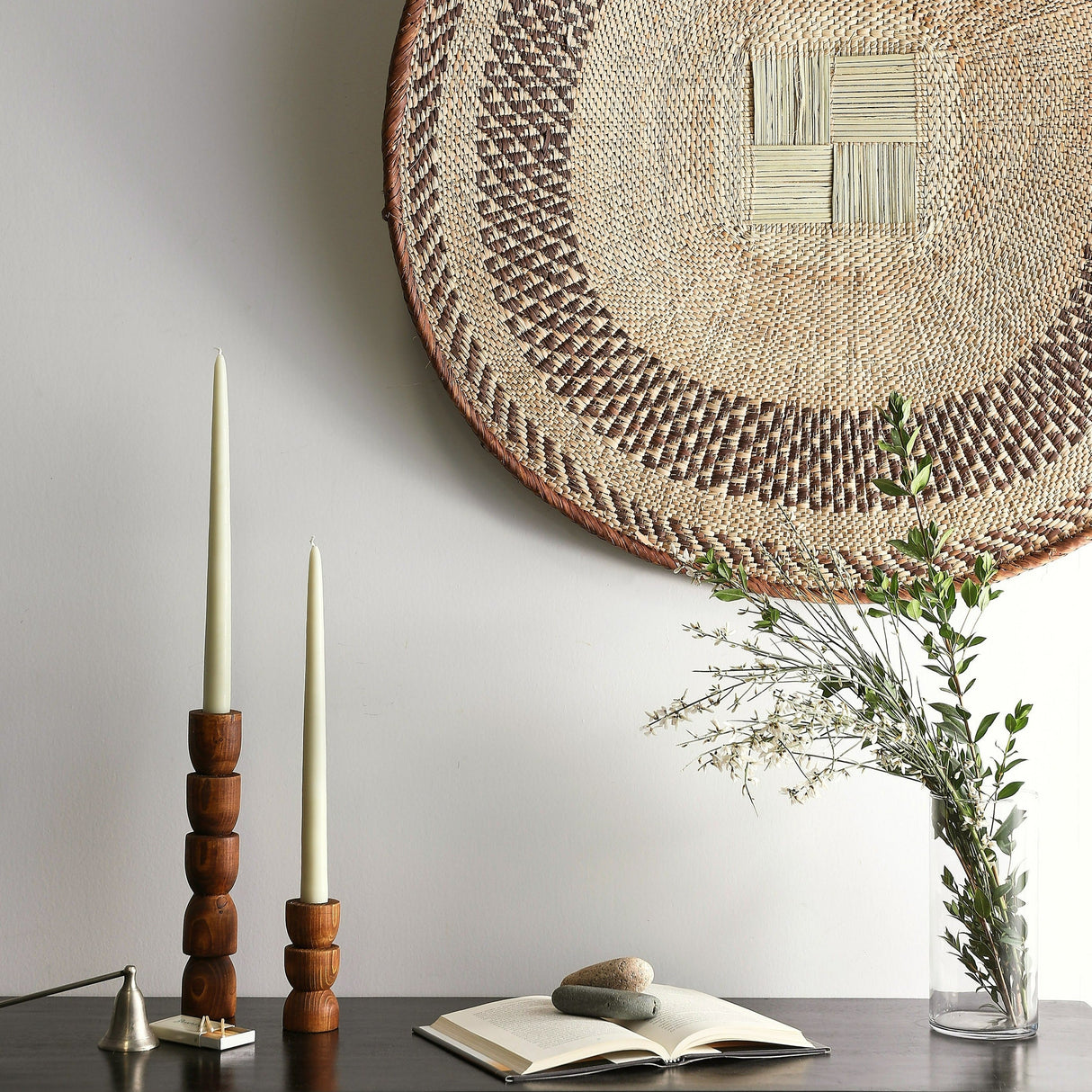 Totem Pine Wood Taper Candlestick Holder-Décor Collection-Parc Decor