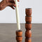 Totem Pine Wood Taper Candlestick Holder-Décor Collection-Parc Decor
