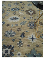 Traditional Beige and Gray Multi Size Turkish Knot Antique Style Floral Hand knotted Oushak Wool Area Rug