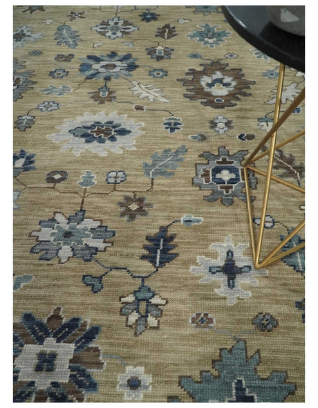 Traditional Beige and Gray Multi Size Turkish Knot Antique Style Floral Hand knotted Oushak Wool Area Rug