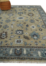 Traditional Beige and Gray Multi Size Turkish Knot Antique Style Floral Hand knotted Oushak Wool Area Rug