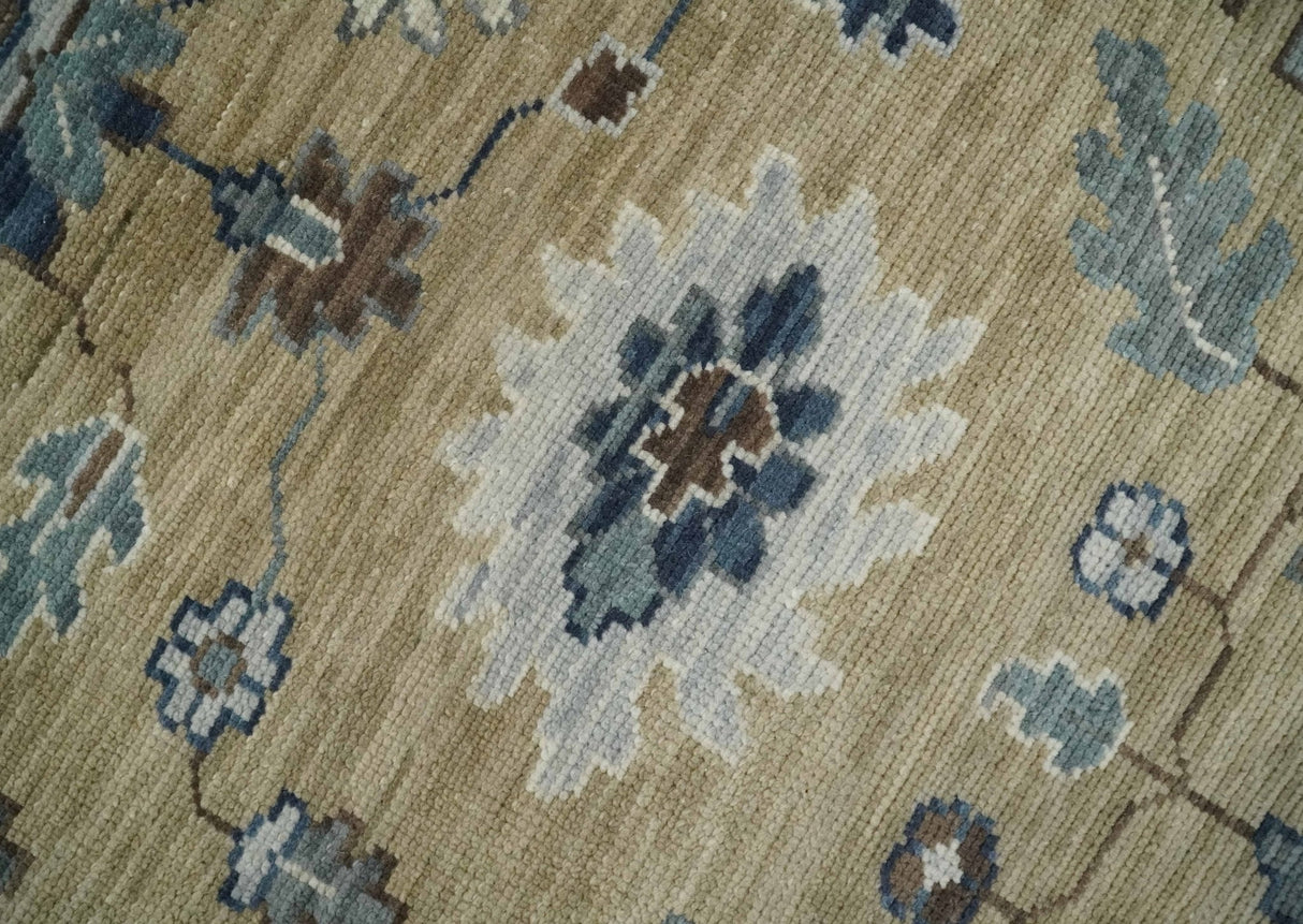 Traditional Beige and Gray Multi Size Turkish Knot Antique Style Floral Hand knotted Oushak Wool Area Rug