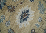 Traditional Beige and Gray Multi Size Turkish Knot Antique Style Floral Hand knotted Oushak Wool Area Rug
