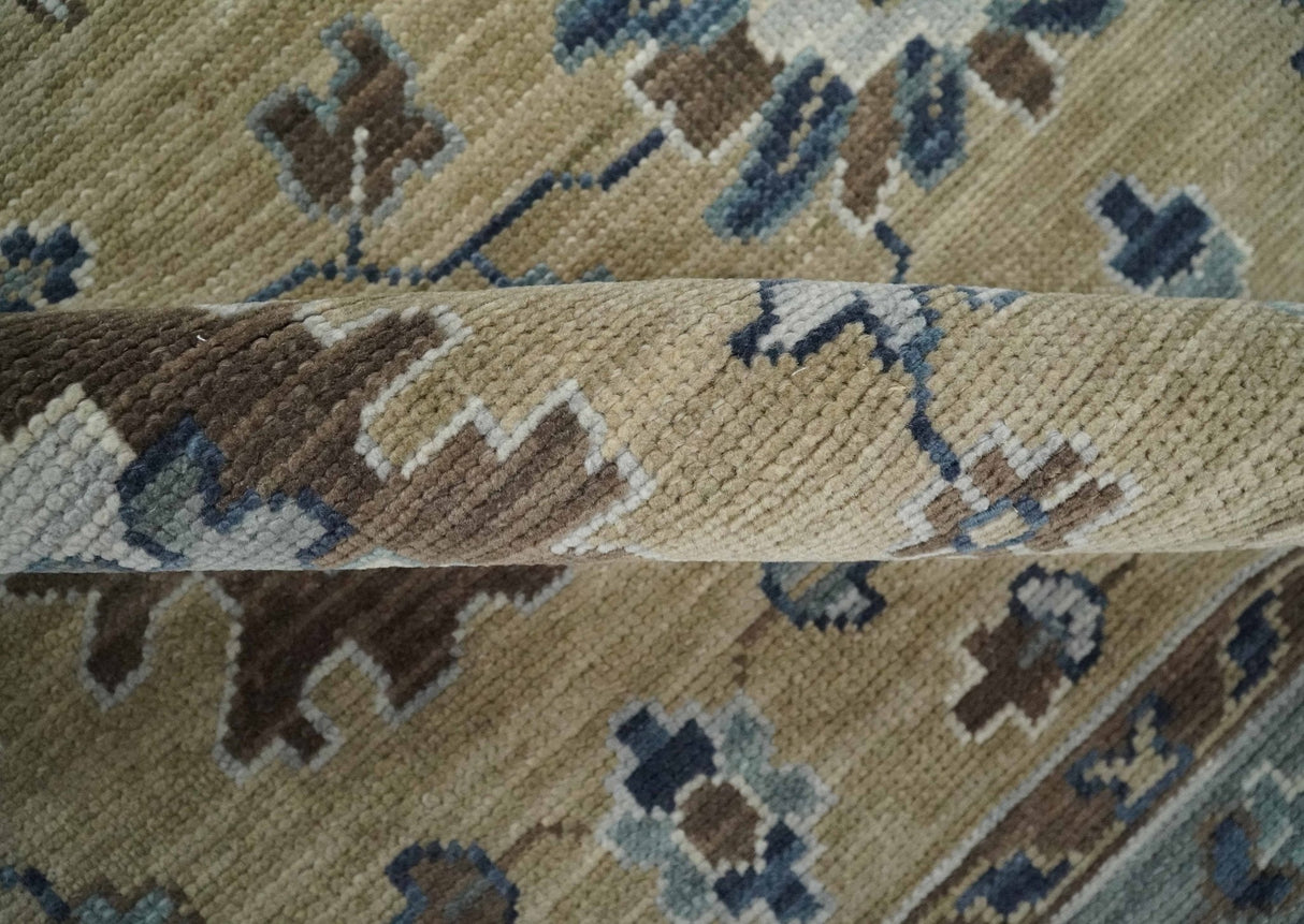 Traditional Beige and Gray Multi Size Turkish Knot Antique Style Floral Hand knotted Oushak Wool Area Rug