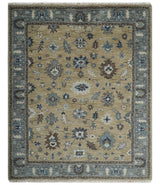 Traditional Beige and Gray Multi Size Turkish Knot Antique Style Floral Hand knotted Oushak Wool Area Rug