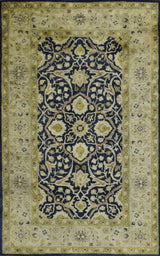 Traditional Black and Olive Hand Tufted 5x8 Wool Area Rug