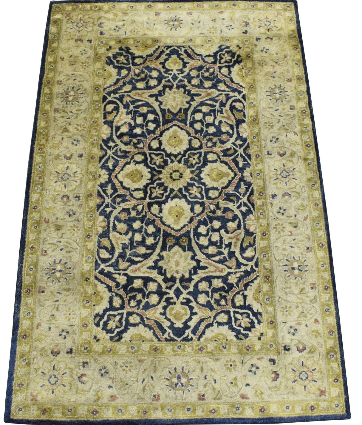 Traditional Black and Olive Hand Tufted 5x8 Wool Area Rug