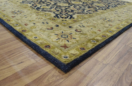 Traditional Black and Olive Hand Tufted 5x8 Wool Area Rug