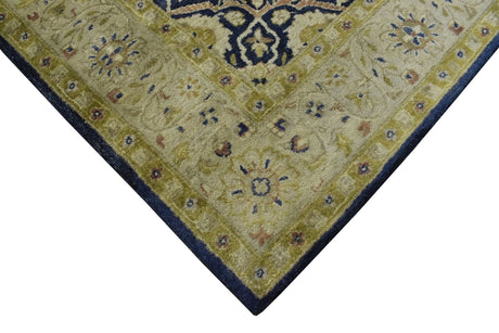 Traditional Black and Olive Hand Tufted 5x8 Wool Area Rug