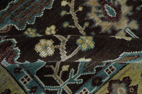 Traditional Black, Beige and Blue Antique Style Hand knotted Wool Area Rug