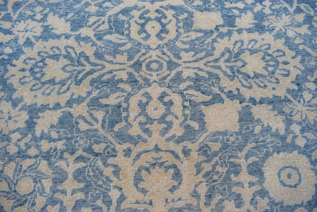 Traditional Blue and Beige Hand Knotted 8x10 Wool Area Rug