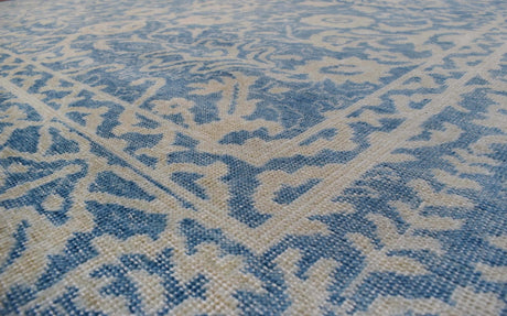 Traditional Blue and Beige Hand Knotted 8x10 Wool Area Rug