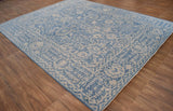 Traditional Blue and Beige Hand Knotted 8x10 Wool Area Rug