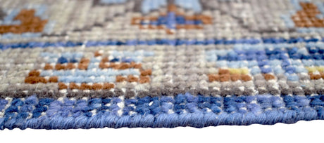 Traditional Blue and Camel Hand Knotted 8x10 Wool Area Rug