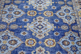Traditional Blue and Camel Hand Knotted 8x10 Wool Area Rug