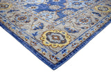 Traditional Blue and Camel Hand Knotted 8x10 Wool Area Rug
