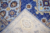Traditional Blue and Camel Hand Knotted 8x10 Wool Area Rug