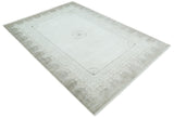 Traditional Brown and Ivory Antique Finish Art Silk Area Rug