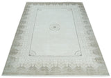 Traditional Brown and Ivory Antique Finish Art Silk Area Rug