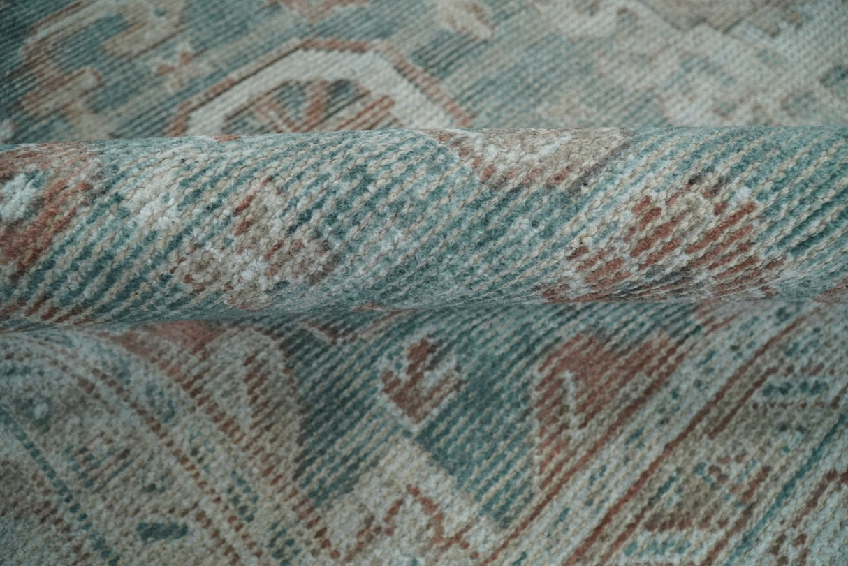 Traditional Brown And Teal Hand Woven Wool 8x10 Area rug