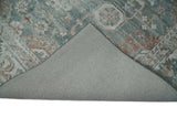 Traditional Brown And Teal Hand Woven Wool 8x10 Area rug