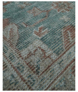 Traditional Brown And Teal Hand Woven Wool 8x10 Area rug