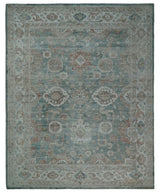 Traditional Brown And Teal Hand Woven Wool 8x10 Area rug