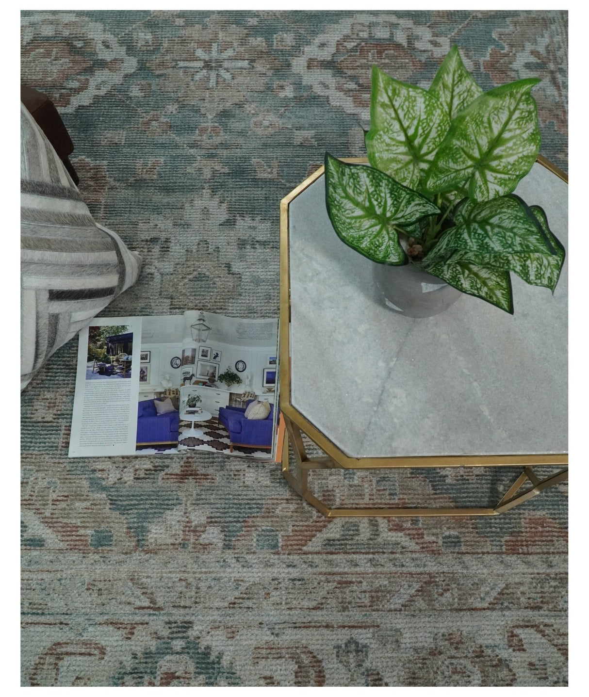Traditional Brown And Teal Hand Woven Wool 8x10 Area rug