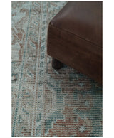 Traditional Brown And Teal Hand Woven Wool 8x10 Area rug