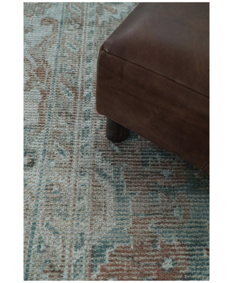 Traditional Brown And Teal Hand Woven Wool 8x10 Area rug