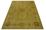 Traditional Design Antique beige and rust 8x10 Hand Knotted Wool Area Rug