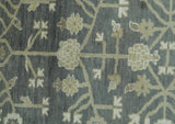 Traditional Design Charcoal And Beige 9x12 Hand Knotted Wool Area Rug