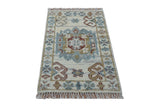 Traditional Design Ivory Hand knotted 2x3 Wool Area Rug