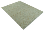 Traditional Design Ivory, Silver and Brown 7x9 Hand Knotted wool rug