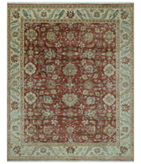 Traditional Design Red And Beige 8x10 Hand Knotted wool rug
